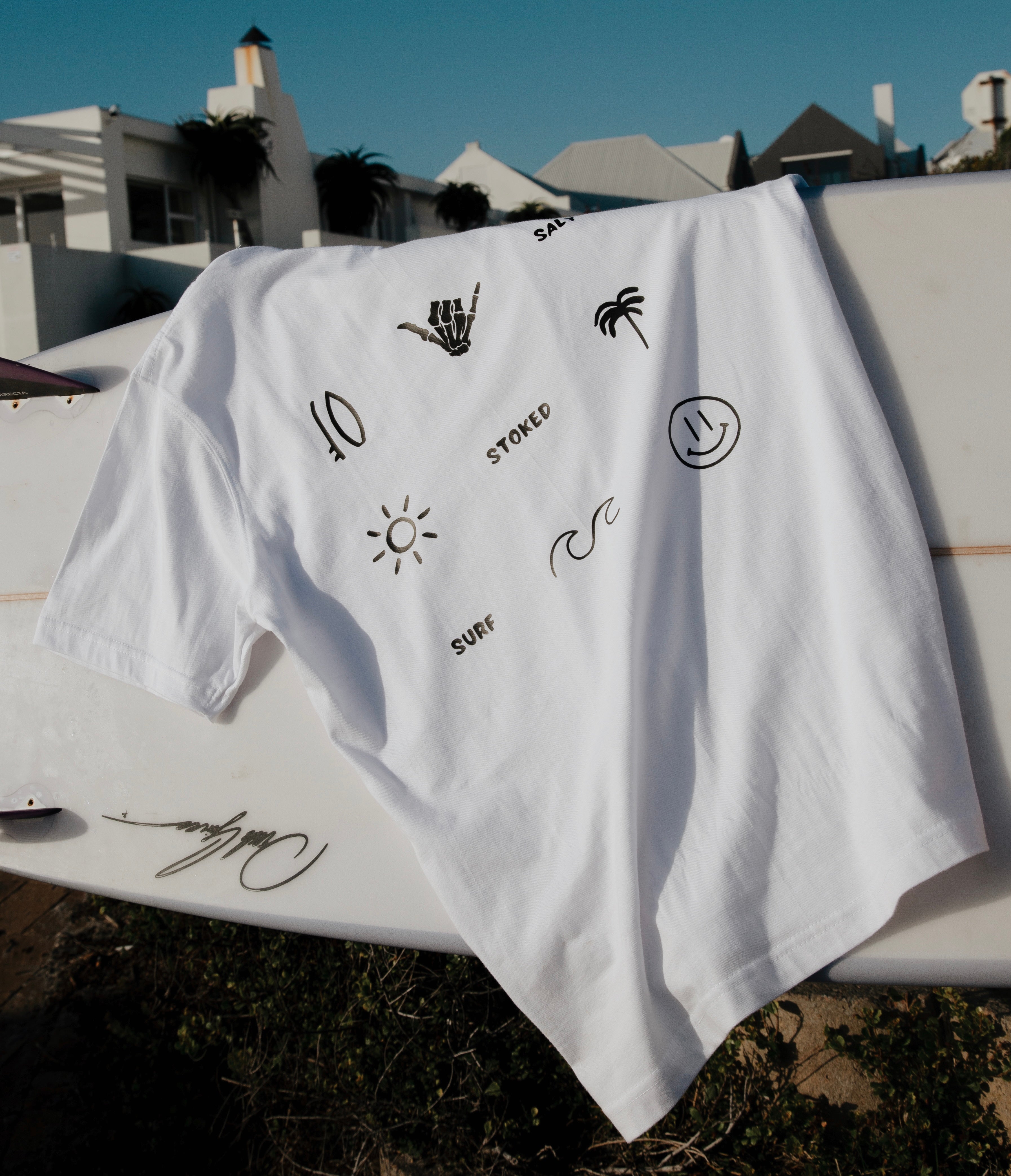 White Stay Stoked Grid T-shirt