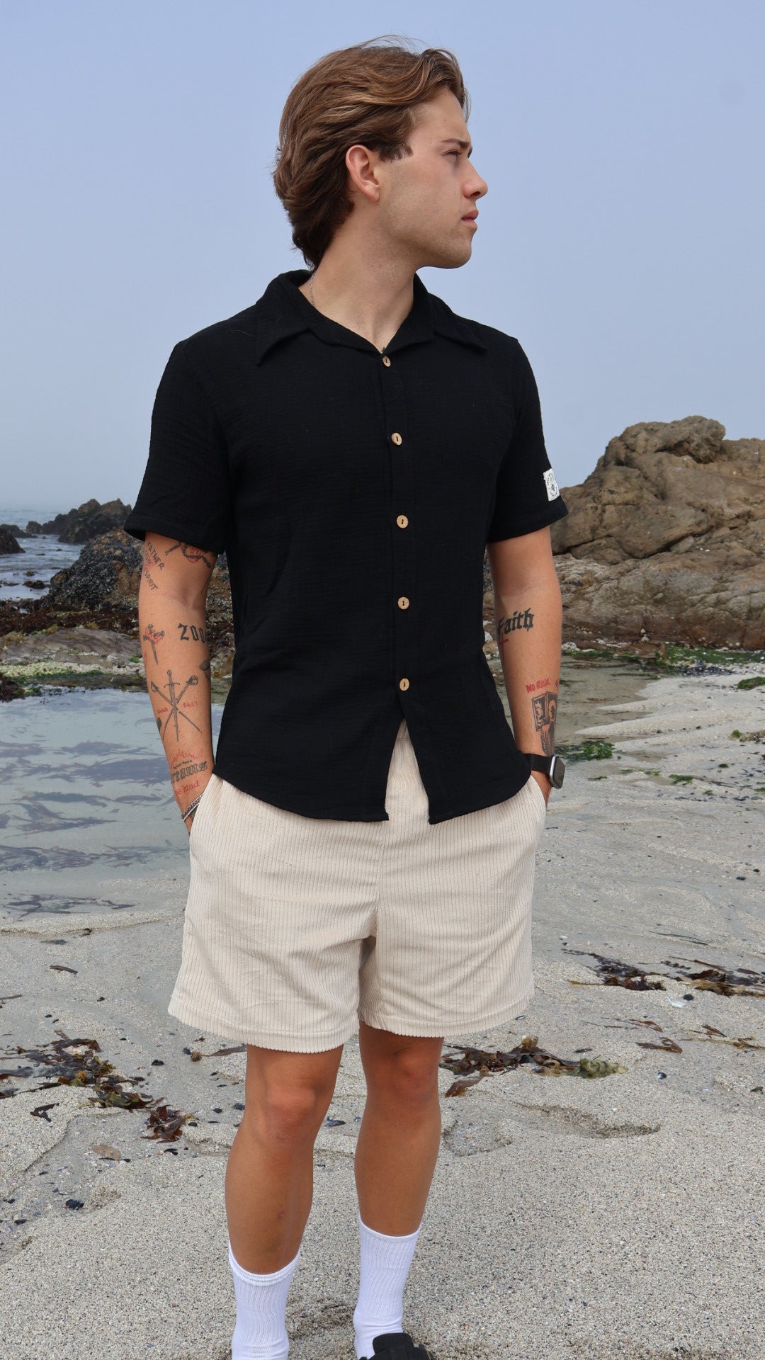 Men's Black Muslin Shirt