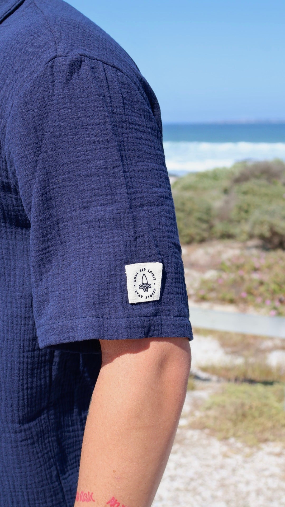 Men's Navy Muslin Shirt