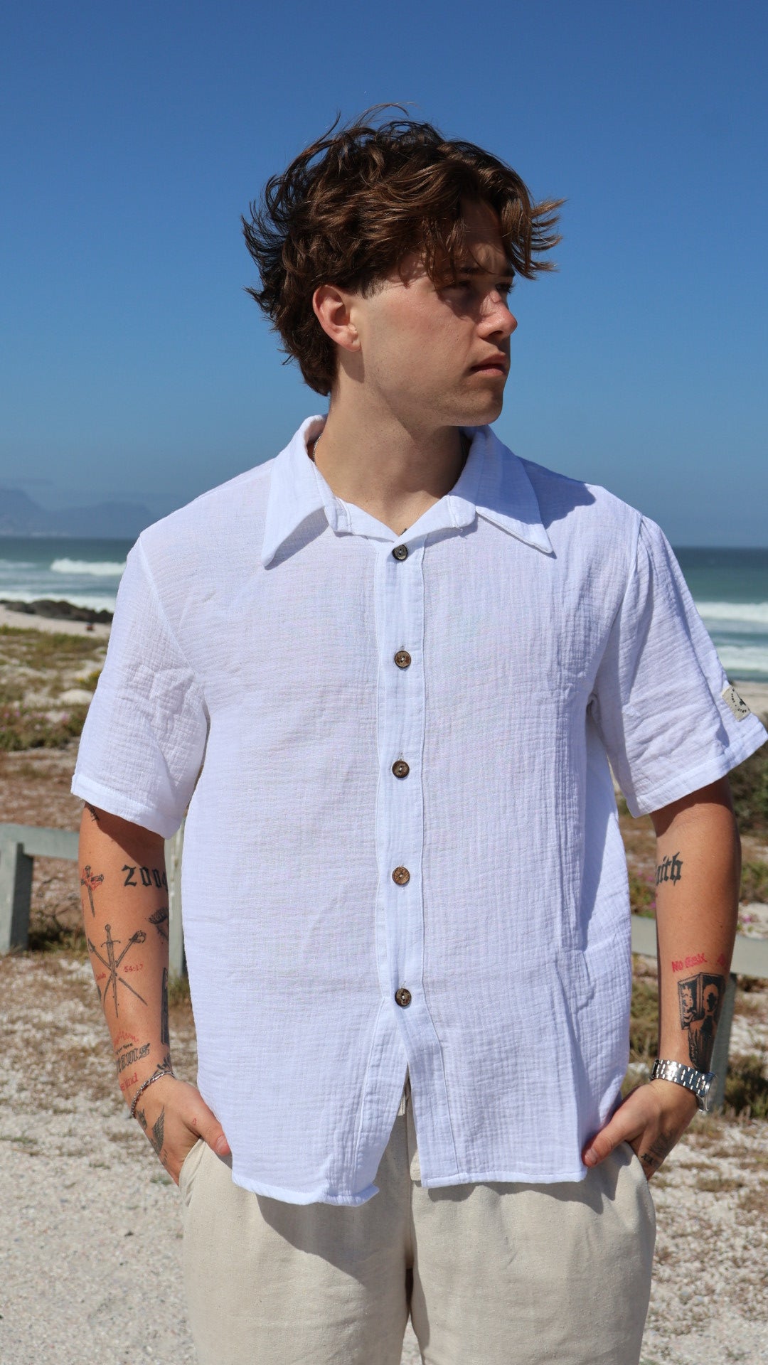 Men's White Muslin Shirt