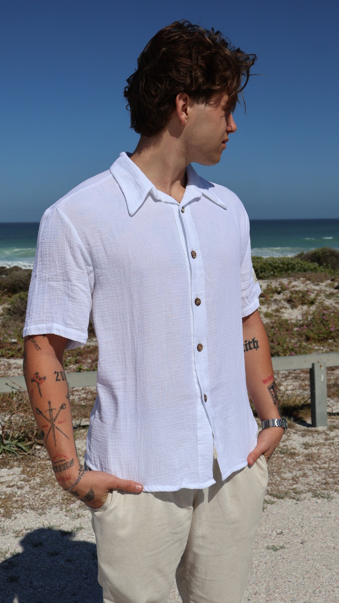 Men's White Muslin Shirt